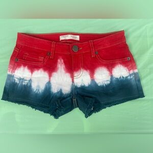 YK2 LOW RISE Red and Blue Ombre Jean Shorts size 1 JUNIORS